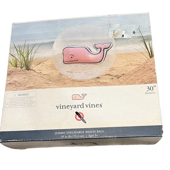 Vineyard Vines Jumbo Inflatable Beach Ball Pink Whale 30" Diameter New - Picture 3 of 5